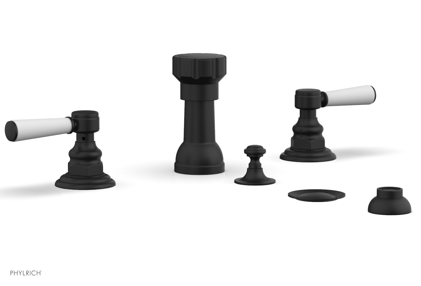 HENRI Four Hole Bidet Set - Satin White Lever Handles 161-61