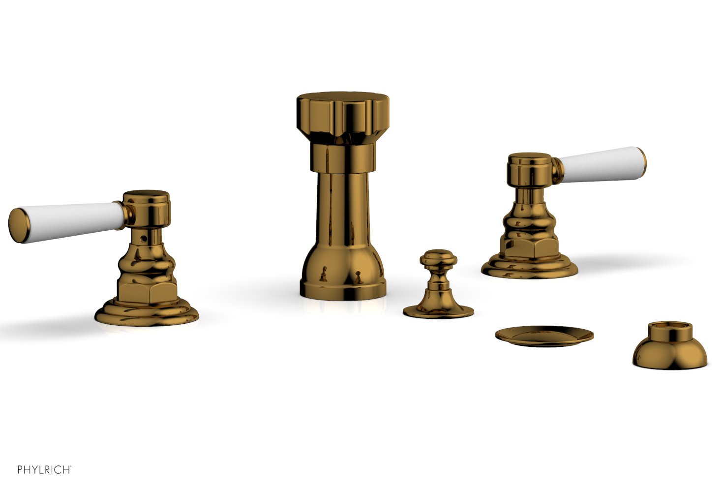 HENRI Four Hole Bidet Set - Satin White Lever Handles 161-61