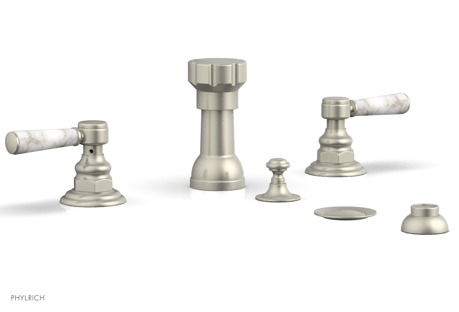 HENRI Four Hole Bidet Set - White Marble Lever Handles 161-62