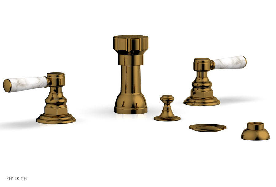 HENRI Four Hole Bidet Set - White Marble Lever Handles 161-62