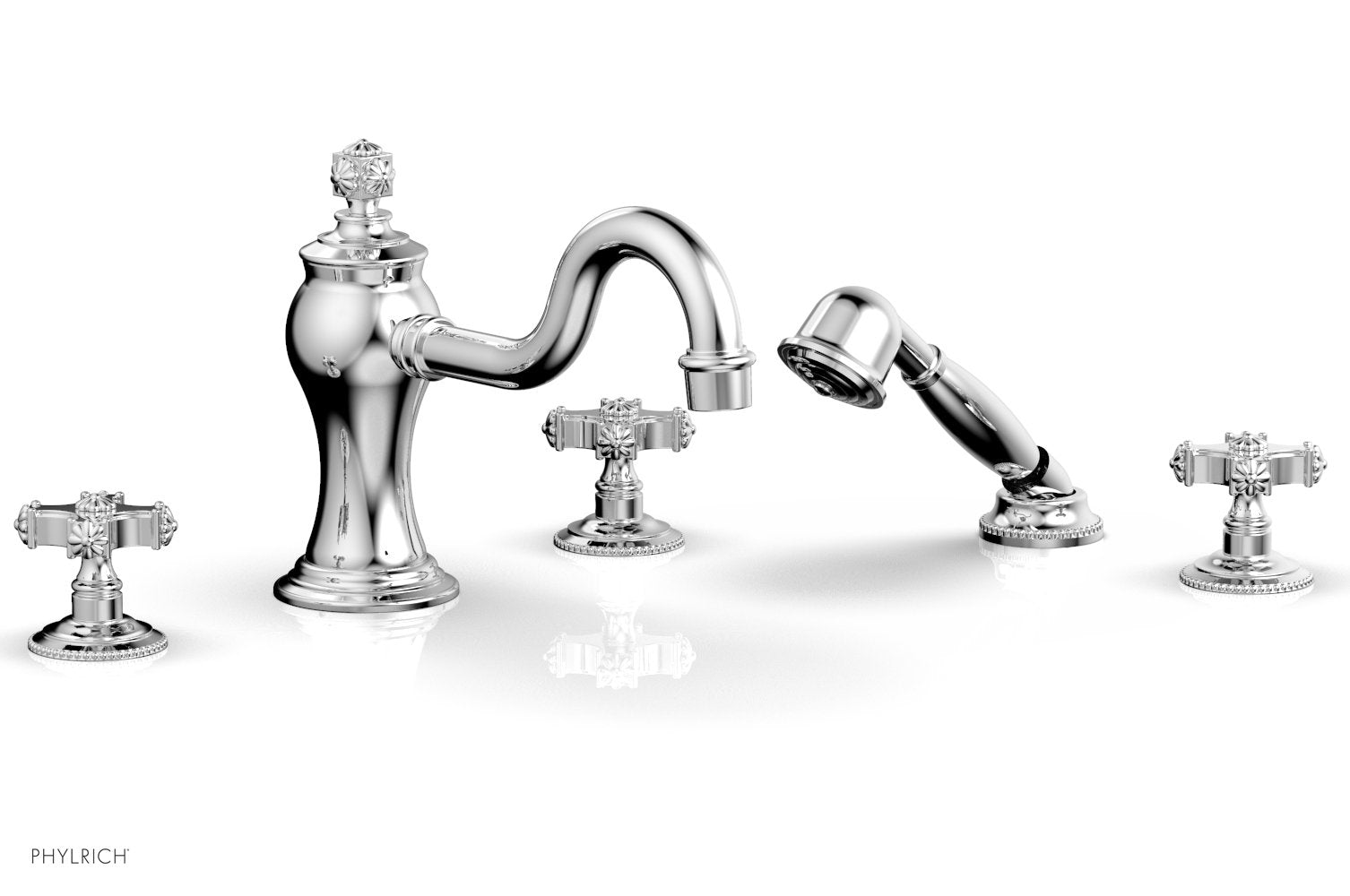 MARVELLE Deck Tub Set with Hand Shower - Cross Handles 162-48