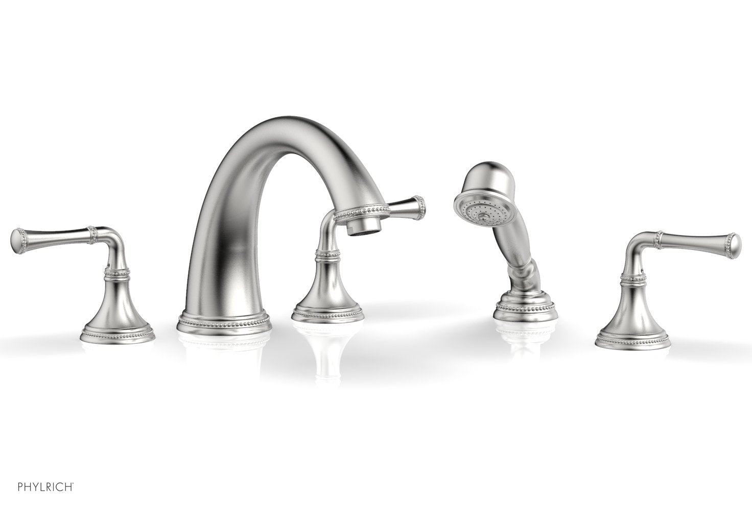 BEADED Deck Tub Set with Hand Shower - Lever Handles 207-48