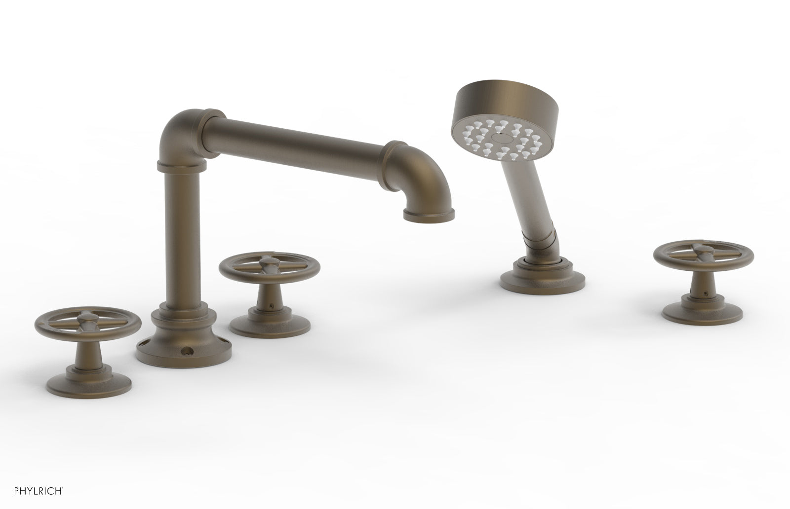 WORKS 2 Deck Tub Set with Hand Shower - Cross Handles 221-48