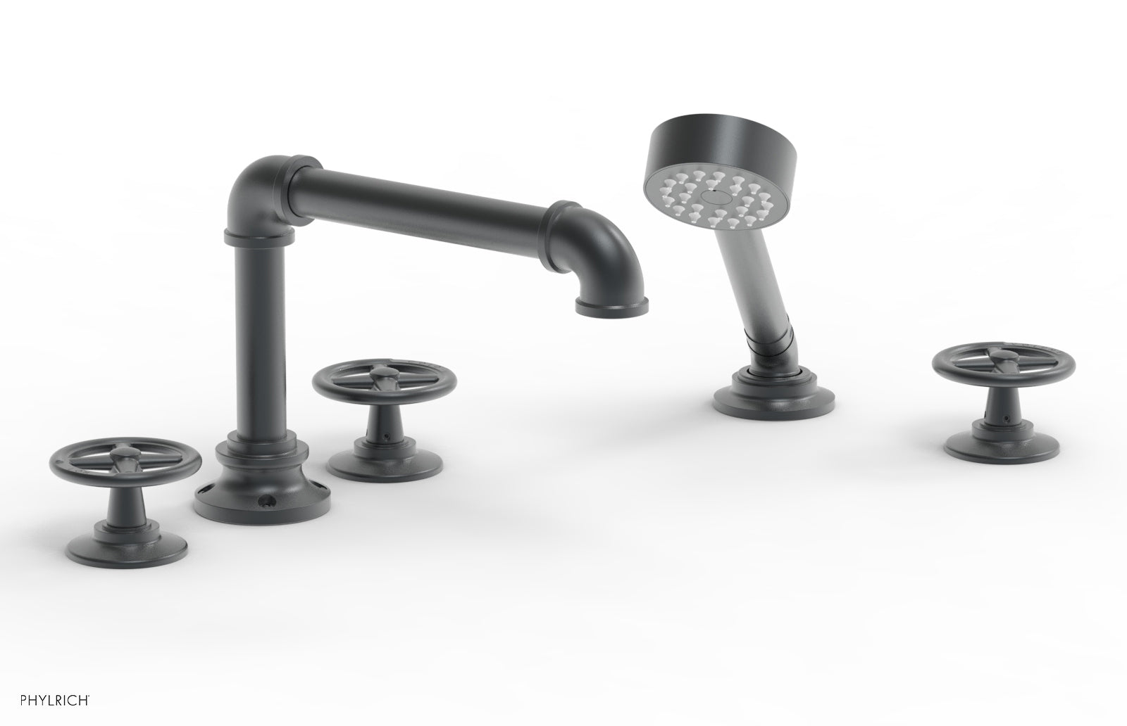 WORKS 2 Deck Tub Set with Hand Shower - Cross Handles 221-48