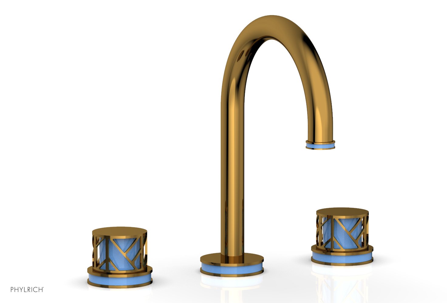 JOLIE Widespread Faucet - Round Handles with "Light Blue" Accents 222-01