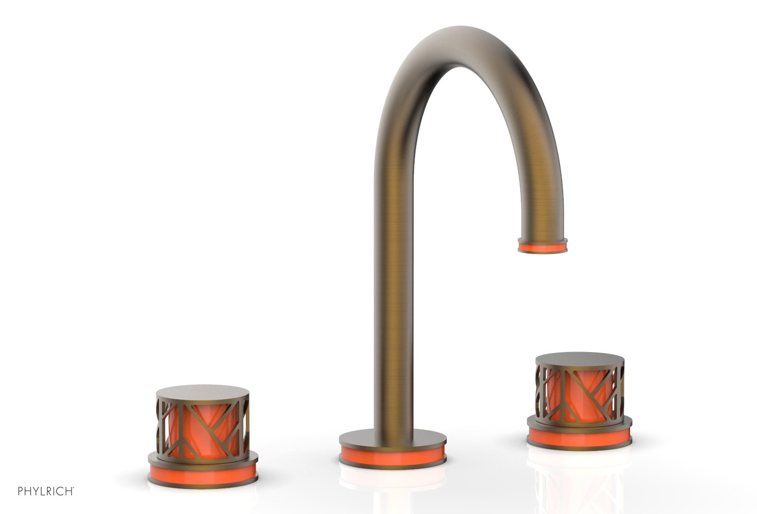 JOLIE Widespread Faucet - Round Handles with "Orange" Accents 222-01