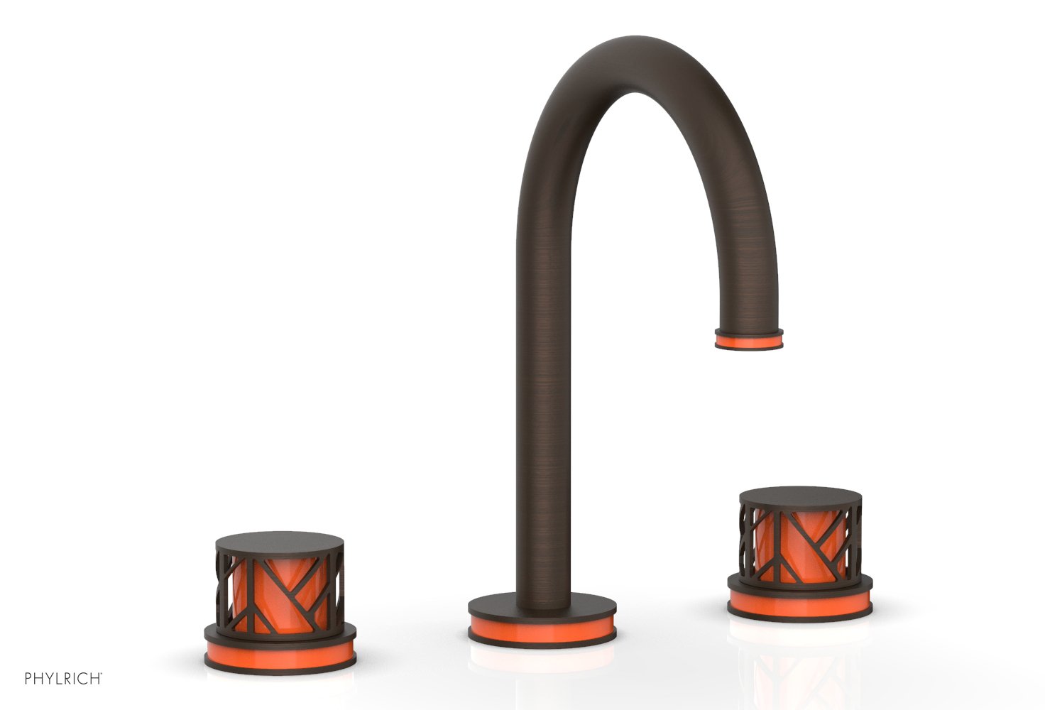 JOLIE Widespread Faucet - Round Handles with "Orange" Accents 222-01