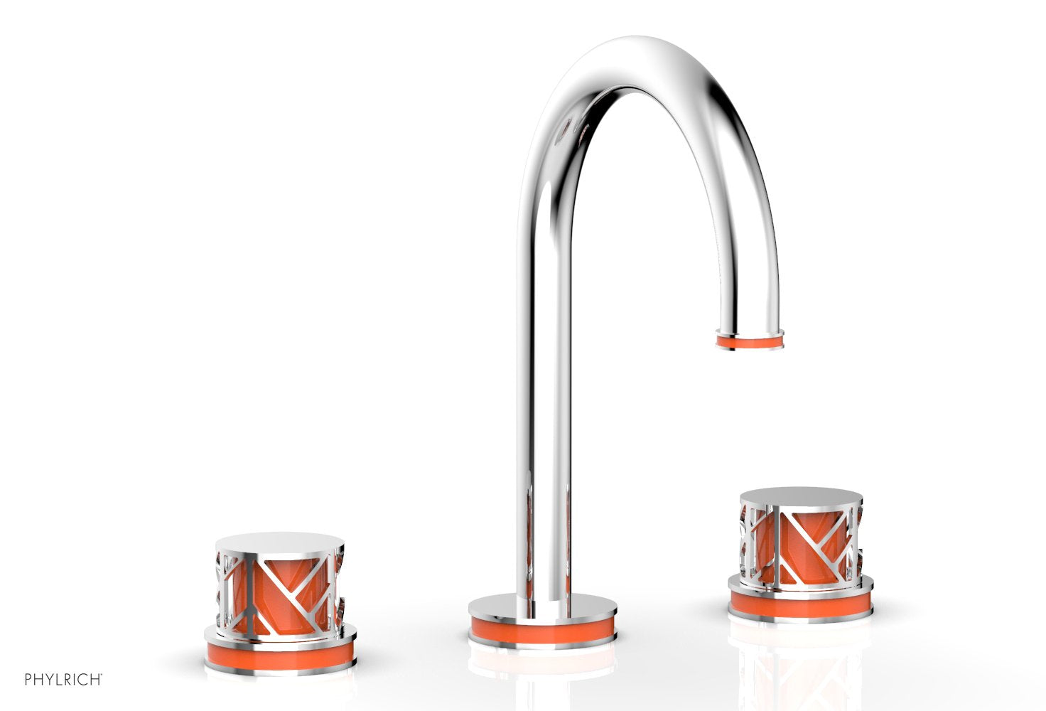 JOLIE Widespread Faucet - Round Handles with "Orange" Accents 222-01