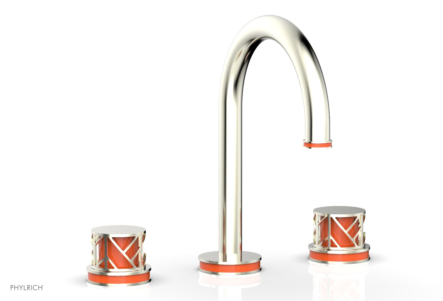 JOLIE Widespread Faucet - Round Handles with "Orange" Accents 222-01