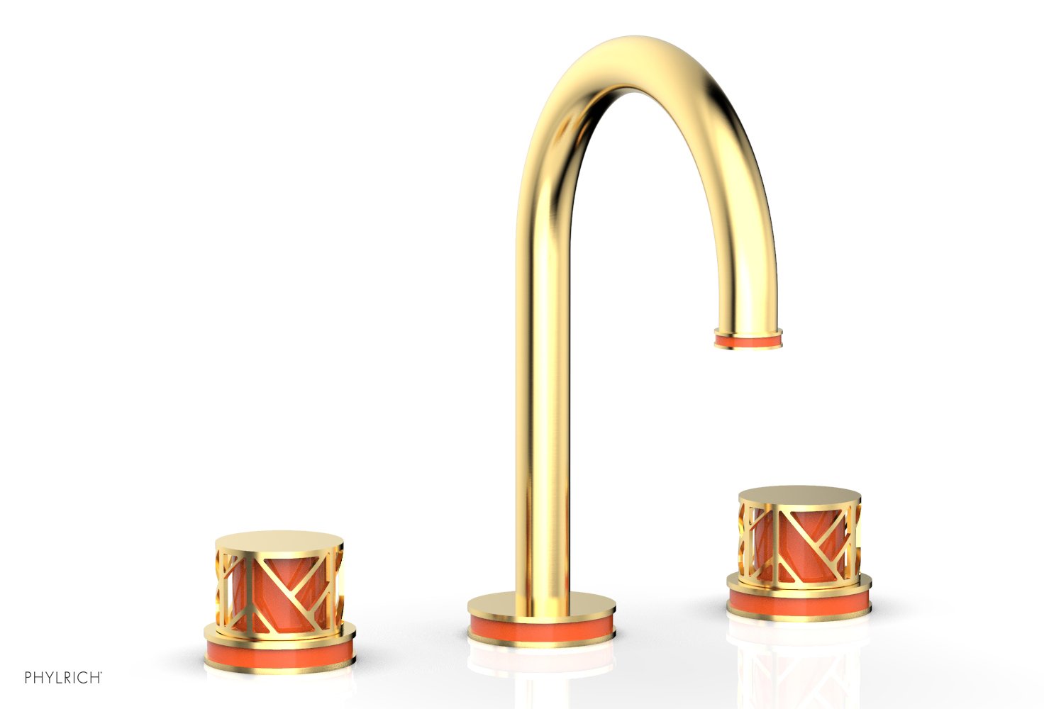 JOLIE Widespread Faucet - Round Handles with "Orange" Accents 222-01