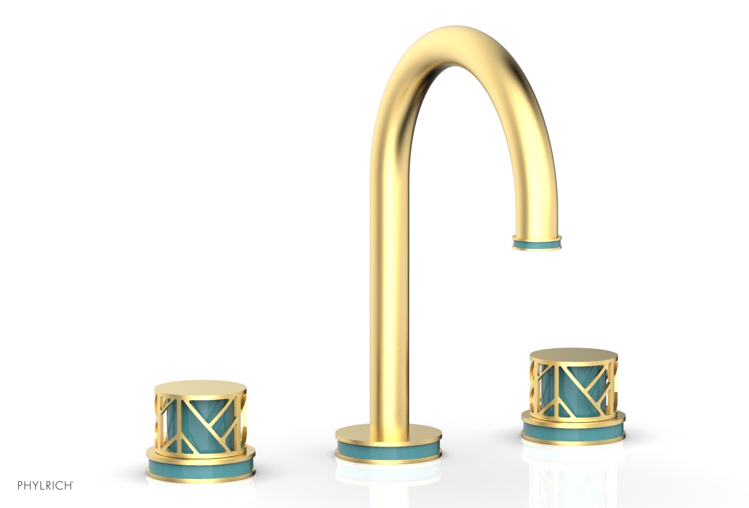 JOLIE Widespread Faucet - Round Handles with "Turqoise" Accents 222-01