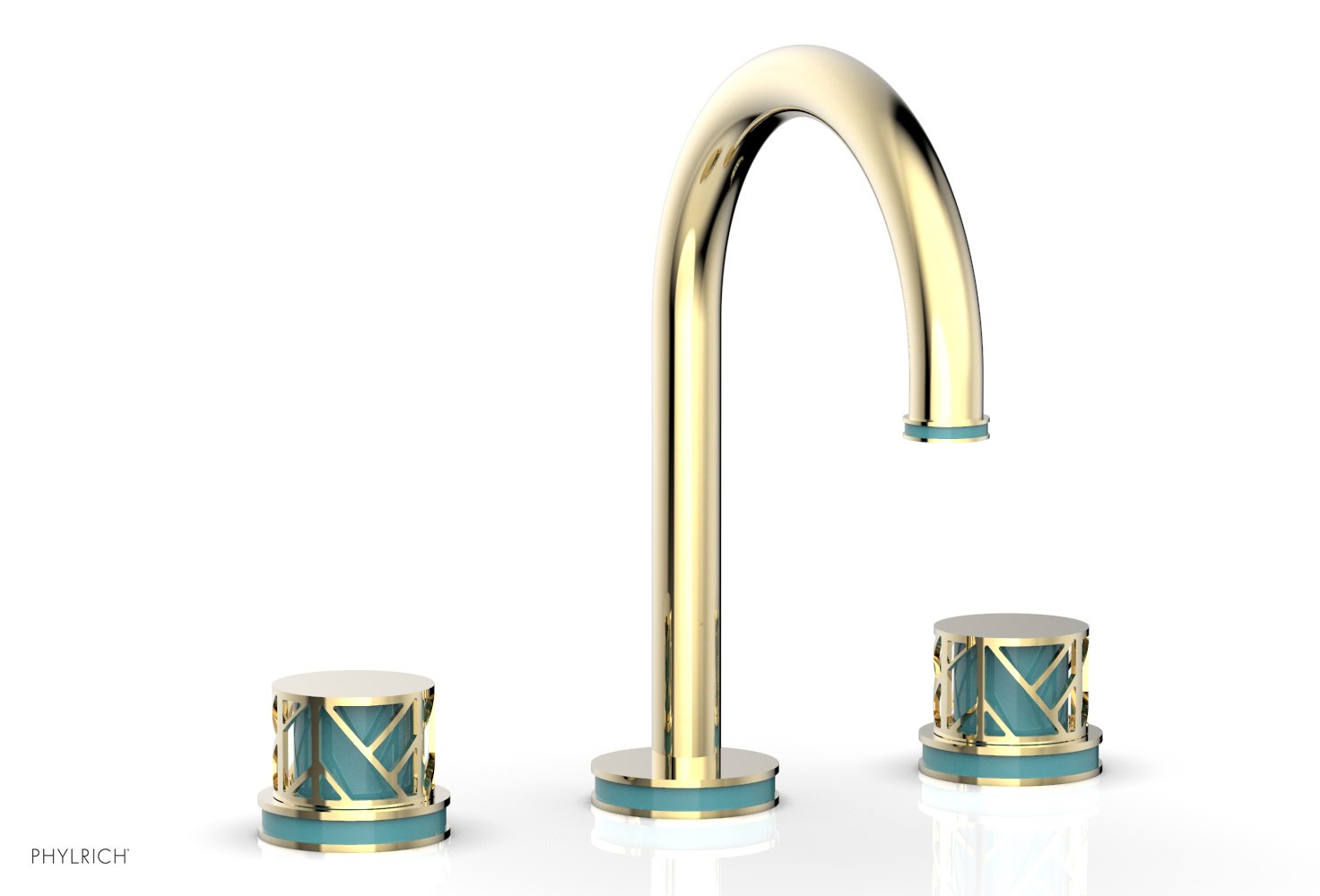 JOLIE Widespread Faucet - Round Handles with "Turqoise" Accents 222-01