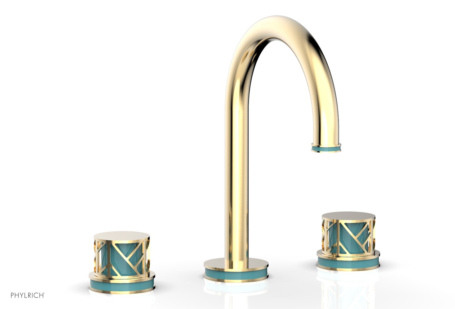 JOLIE Widespread Faucet - Round Handles with "Turqoise" Accents 222-01