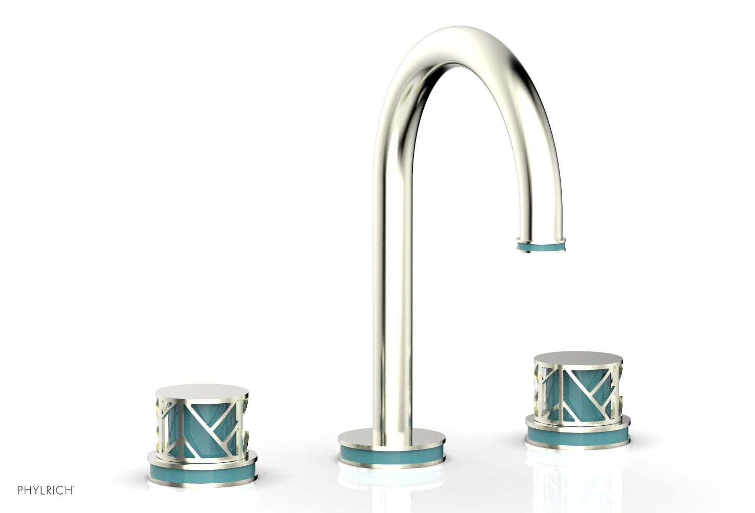 JOLIE Widespread Faucet - Round Handles with "Turqoise" Accents 222-01
