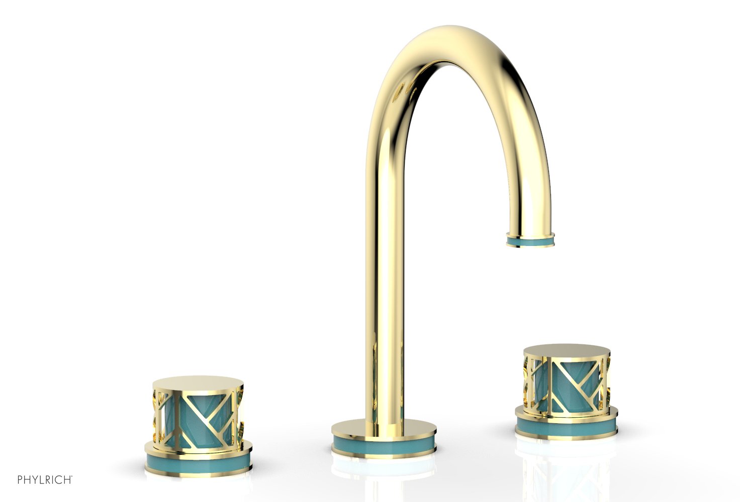 JOLIE Widespread Faucet - Round Handles with "Turqoise" Accents 222-01