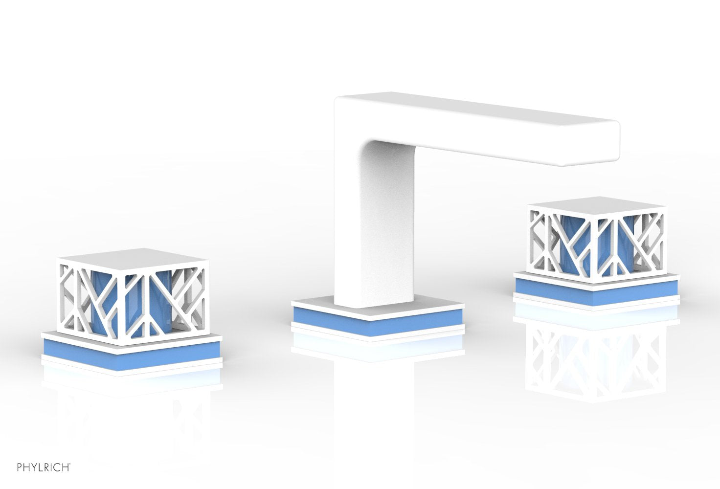 JOLIE Widespread Faucet - Square Handles with "Light Blue" Accents 222-02