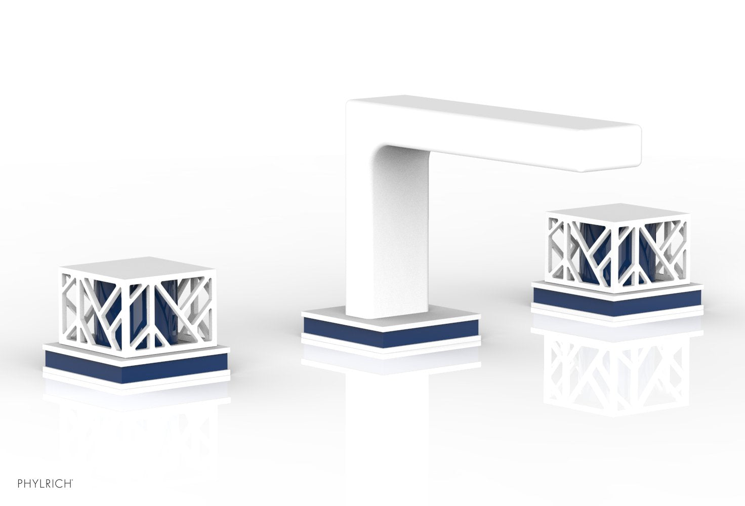 JOLIE Widespread Faucet - Square Handles with "Navy Blue" Accents 222-02