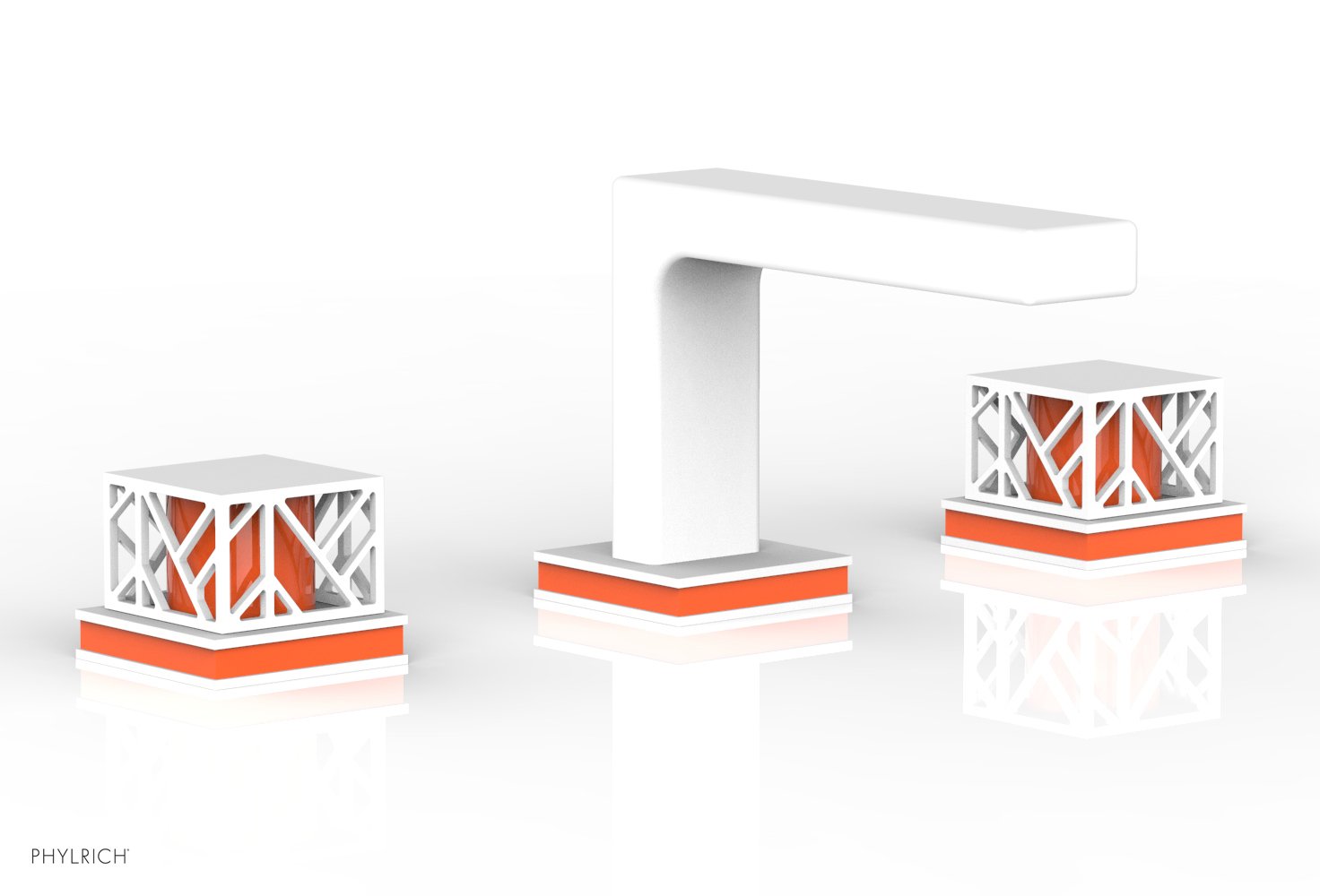 JOLIE Widespread Faucet - Square Handles with "Orange" Accents 222-02