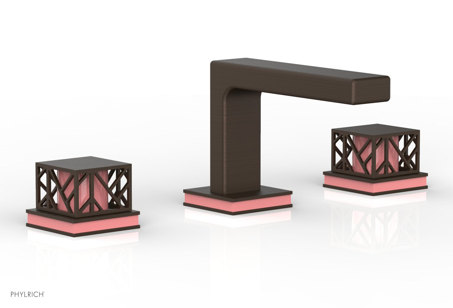 JOLIE Widespread Faucet - Square Handles with "Pink" Accents 222-02