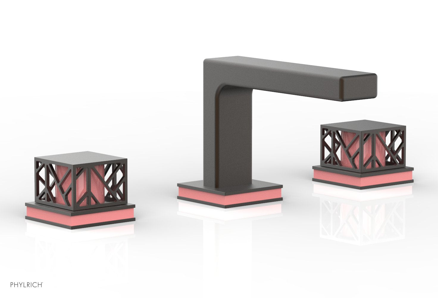 JOLIE Widespread Faucet - Square Handles with "Pink" Accents 222-02