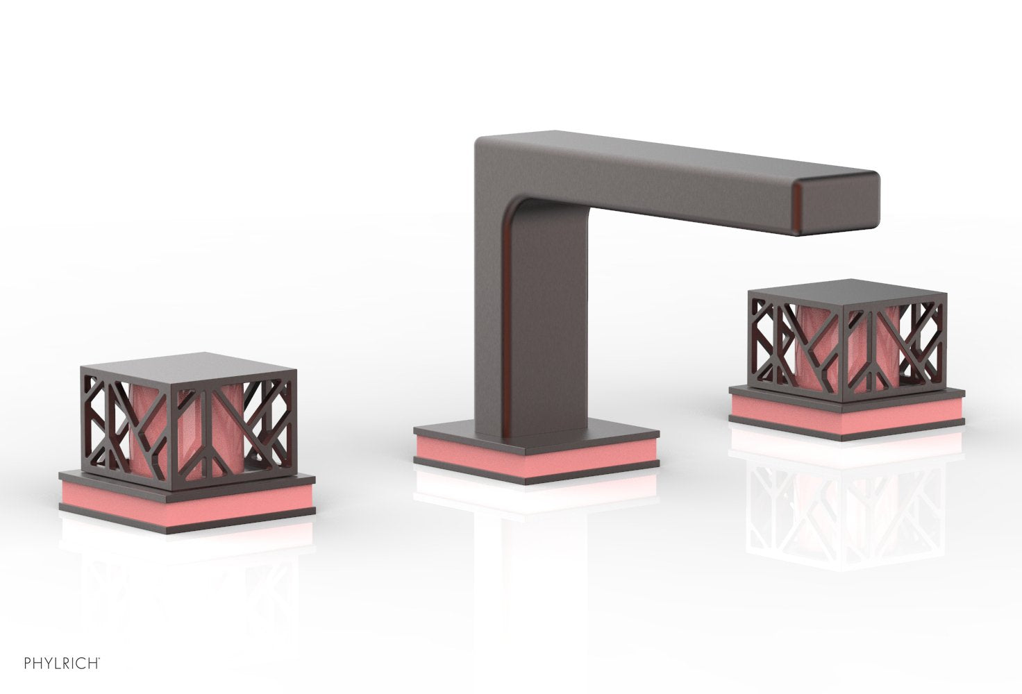 JOLIE Widespread Faucet - Square Handles with "Pink" Accents 222-02