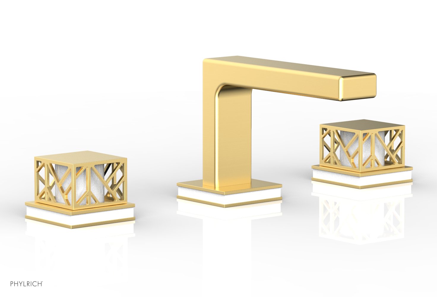 JOLIE Widespread Faucet - Square Handles with "Gloss White" Accents 222-02