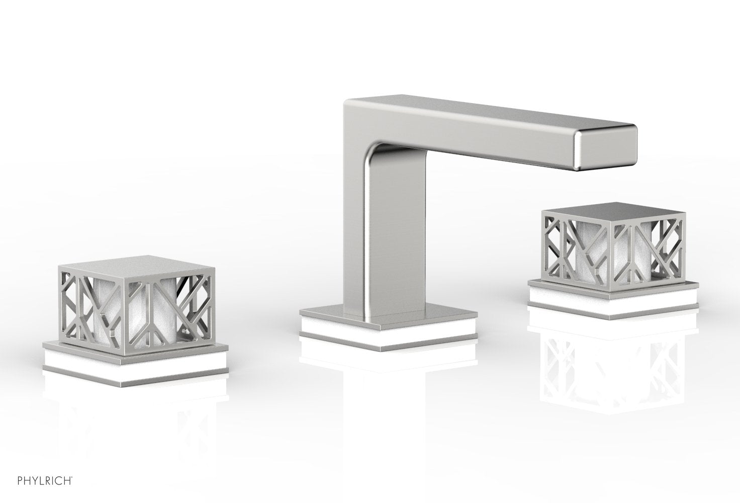 JOLIE Widespread Faucet - Square Handles with "Gloss White" Accents 222-02