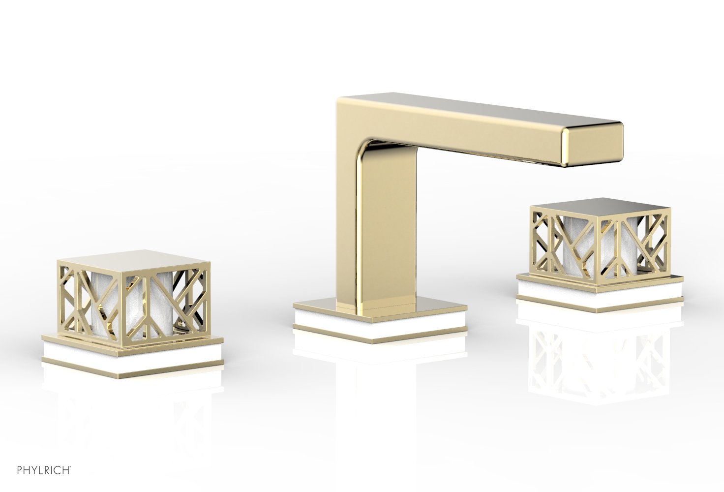 JOLIE Widespread Faucet - Square Handles with "Gloss White" Accents 222-02