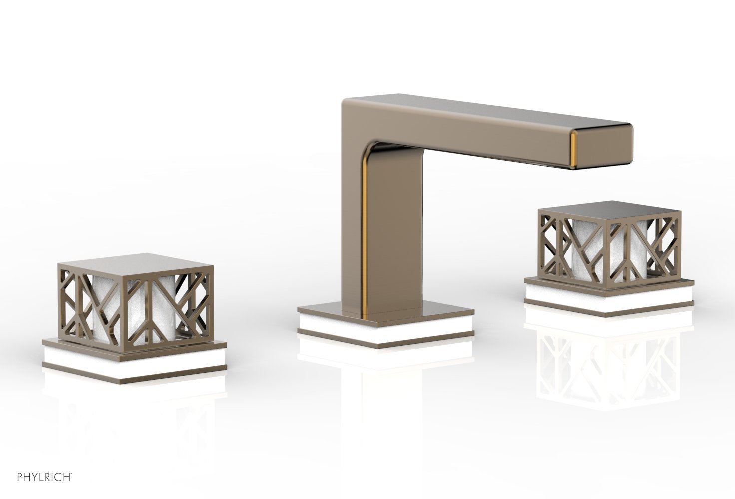 JOLIE Widespread Faucet - Square Handles with "Gloss White" Accents 222-02