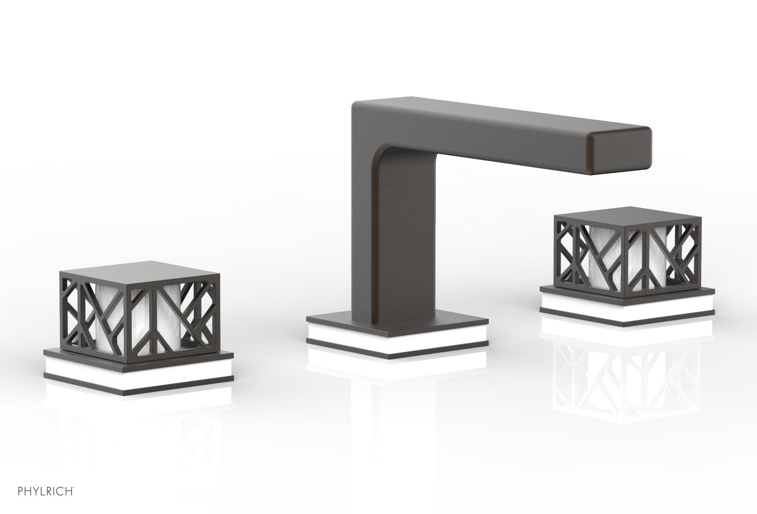 JOLIE Widespread Faucet - Square Handles with "Gloss White" Accents 222-02