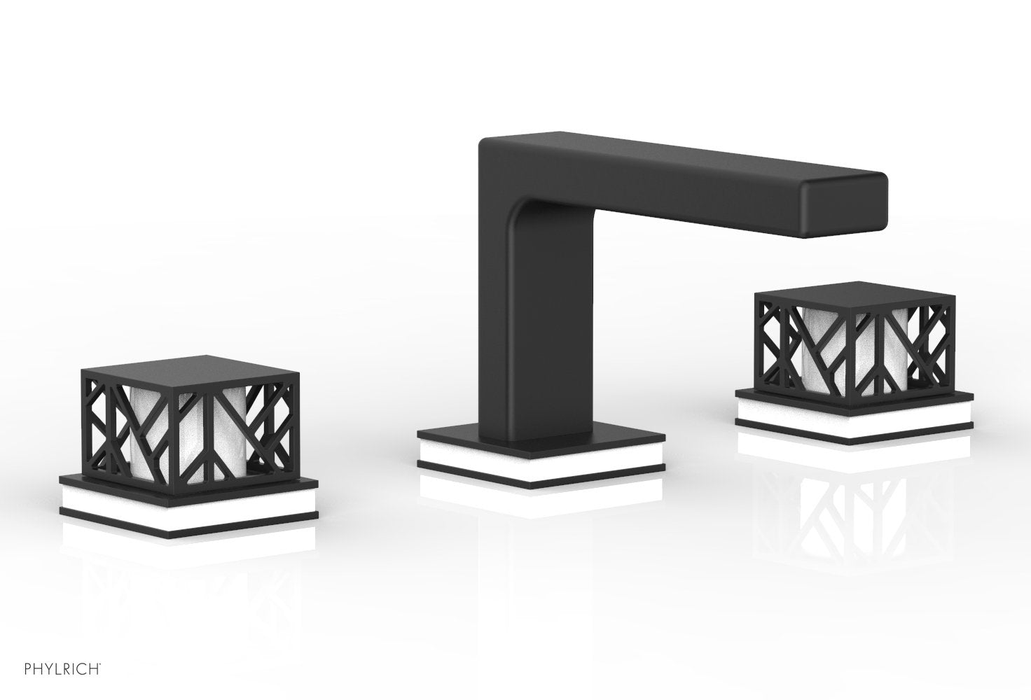 JOLIE Widespread Faucet - Square Handles with "Gloss White" Accents 222-02