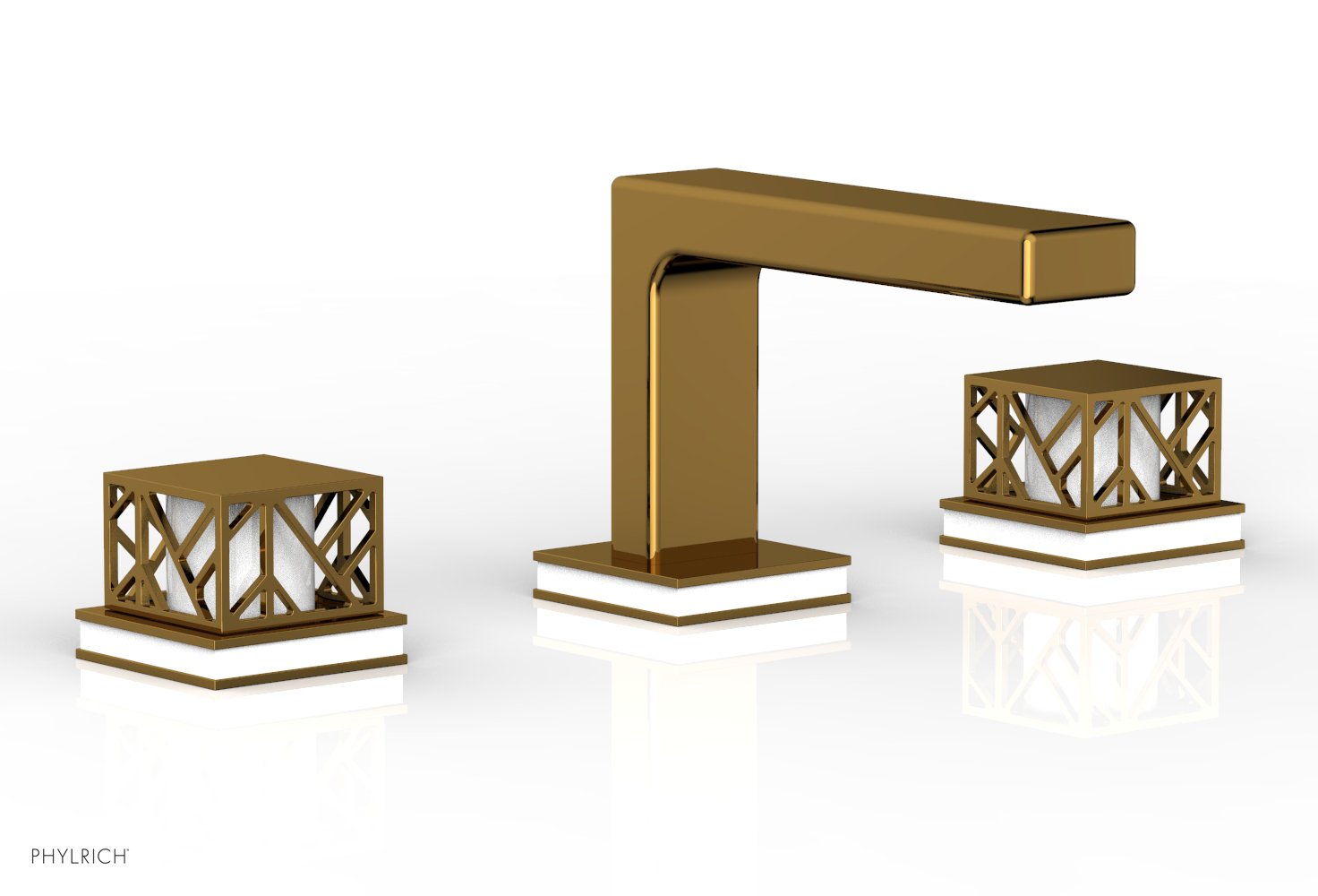 JOLIE Widespread Faucet - Square Handles with "Gloss White" Accents 222-02