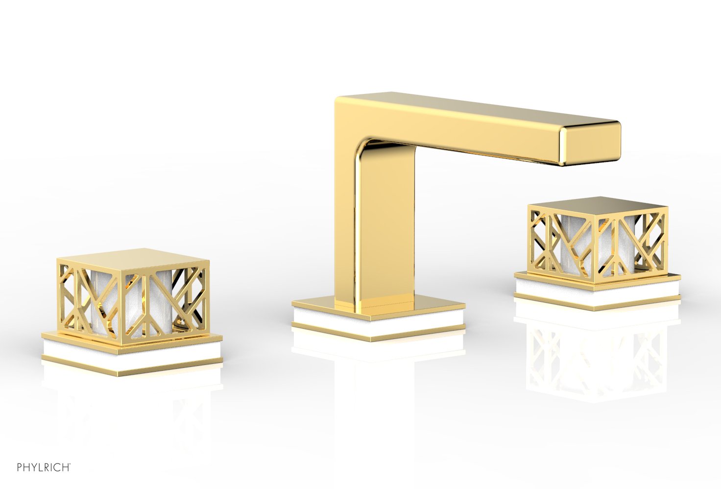 JOLIE Widespread Faucet - Square Handles with "Gloss White" Accents 222-02