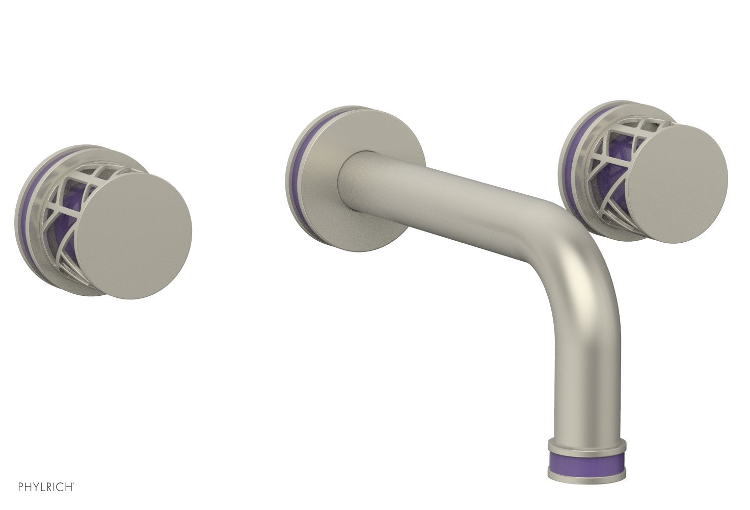 JOLIE Wall Lavatory Set - Round Handles with "Purple" Accents 222-11