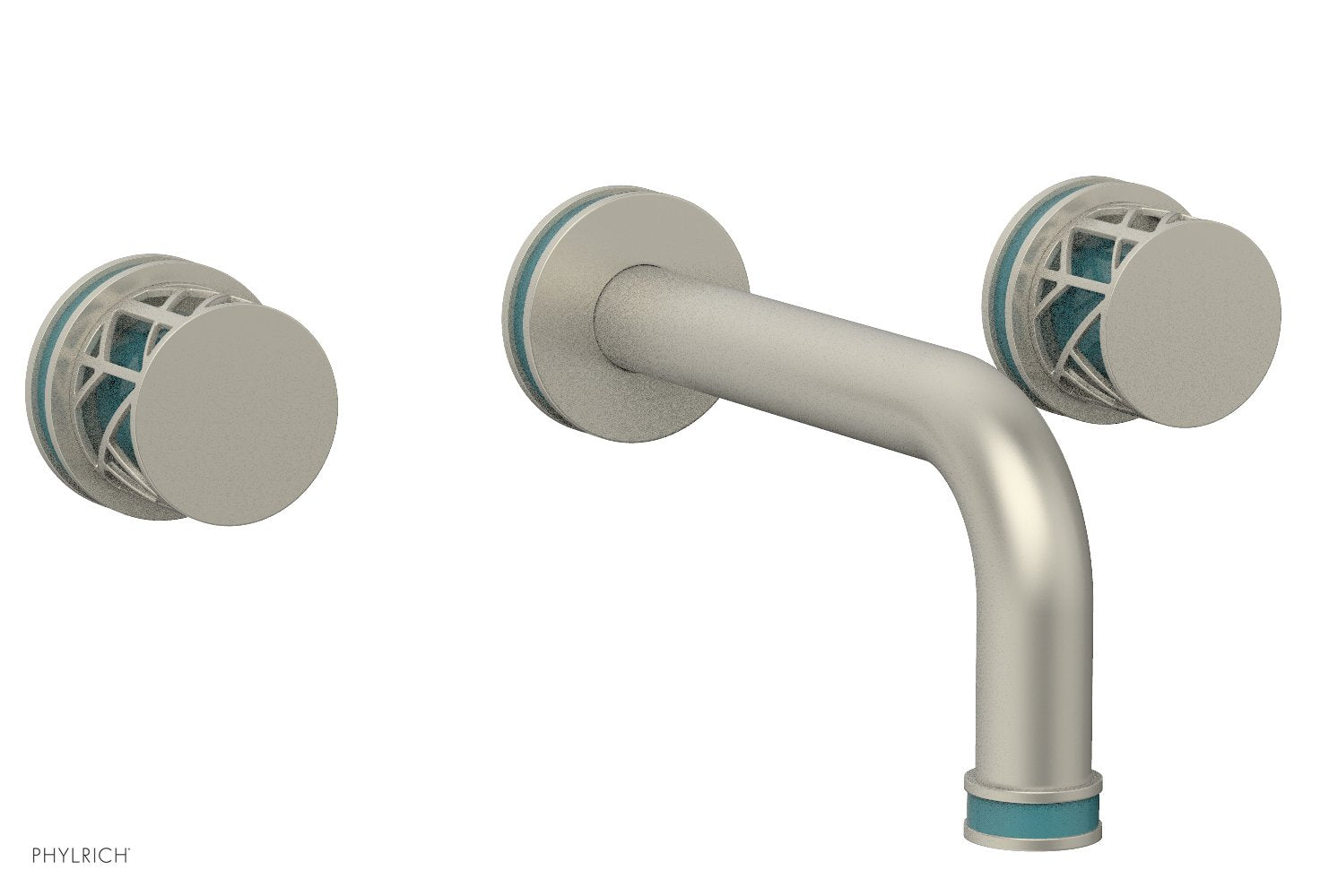 JOLIE Wall Lavatory Set - Round Handles with "Turquoise" Accents 222-11