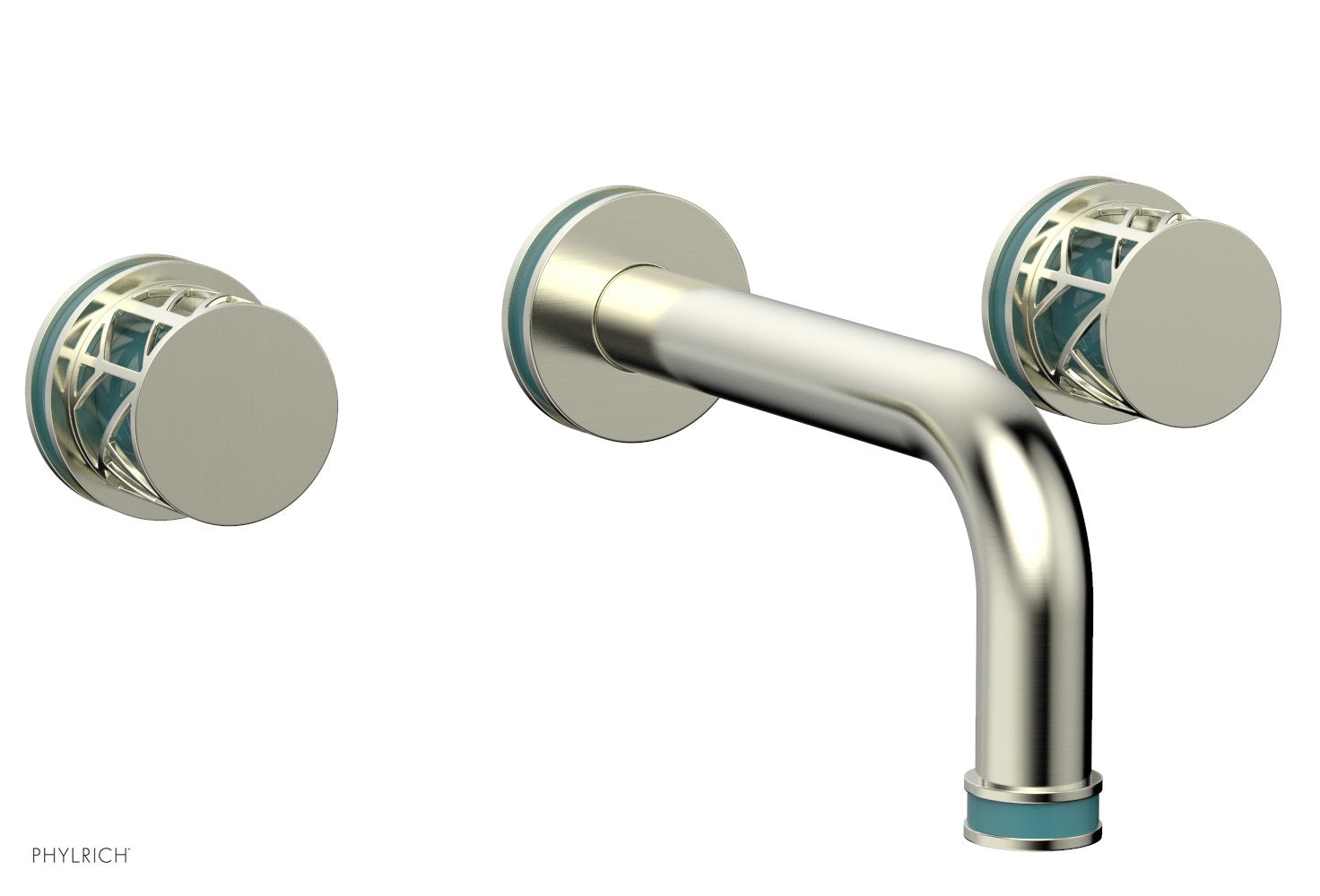 JOLIE Wall Lavatory Set - Round Handles with "Turquoise" Accents 222-11