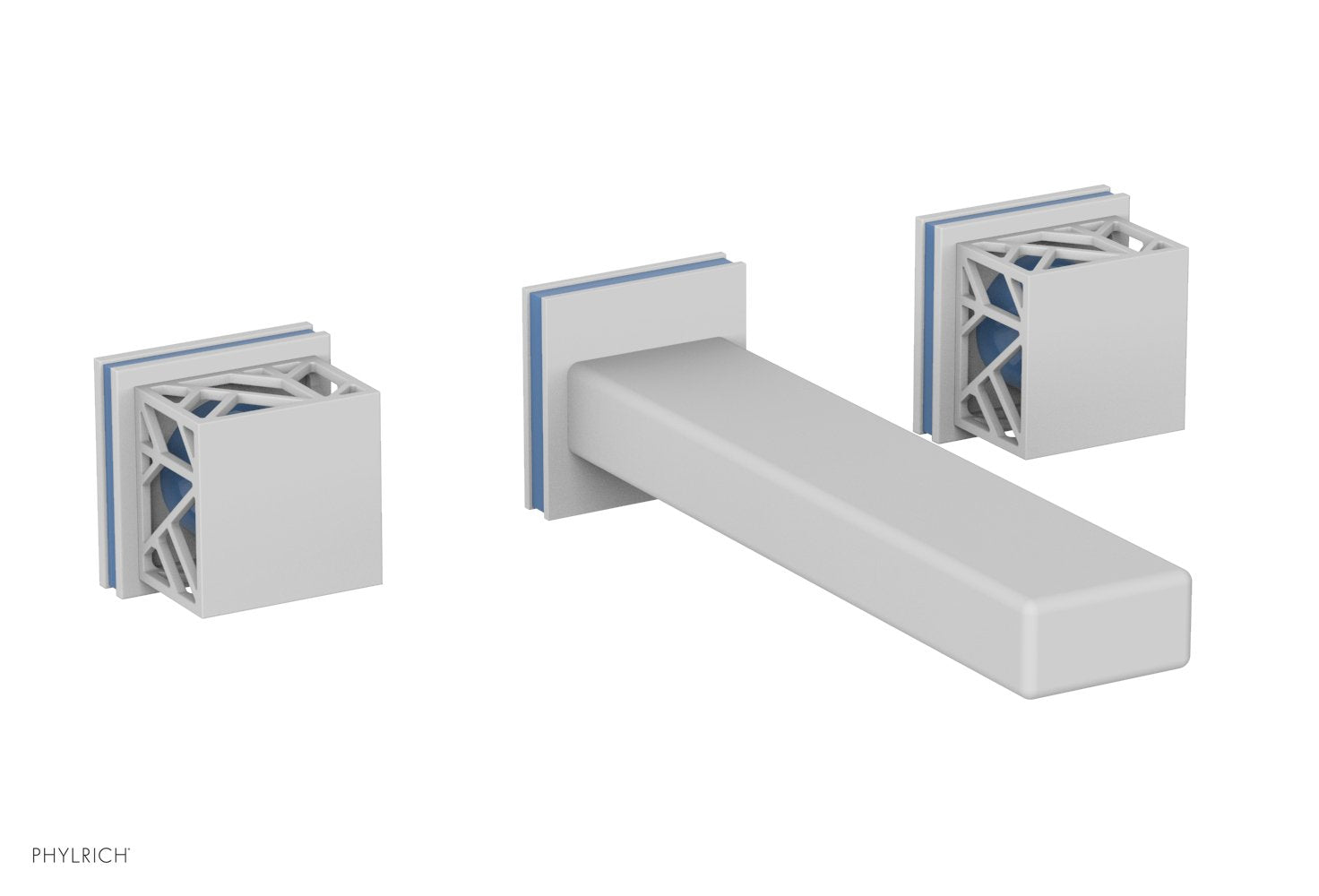 JOLIE Wall Lavatory Set - Square Handles with "Light Blue" Accents 222-12