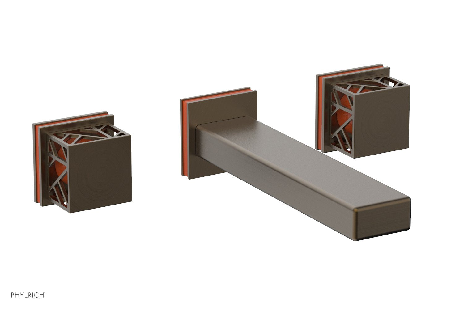 JOLIE Wall Tub Set - Square Handles with "Orange" Accents 222-57