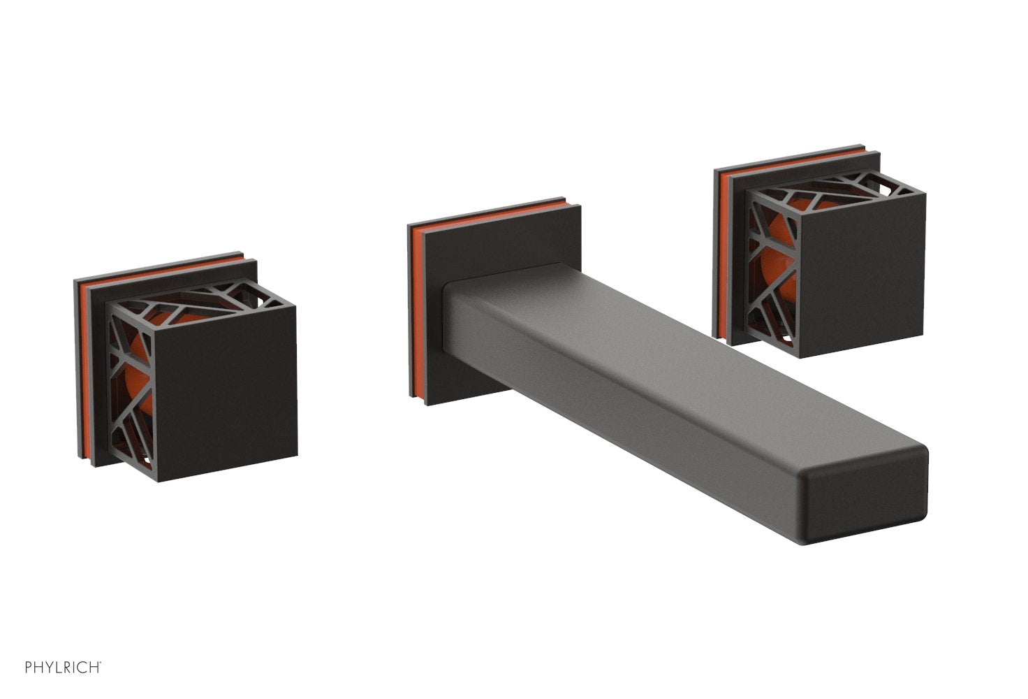 JOLIE Wall Tub Set - Square Handles with "Orange" Accents 222-57