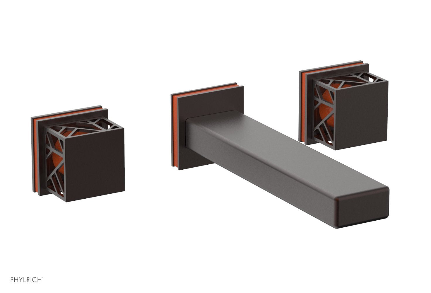 JOLIE Wall Tub Set - Square Handles with "Orange" Accents 222-57