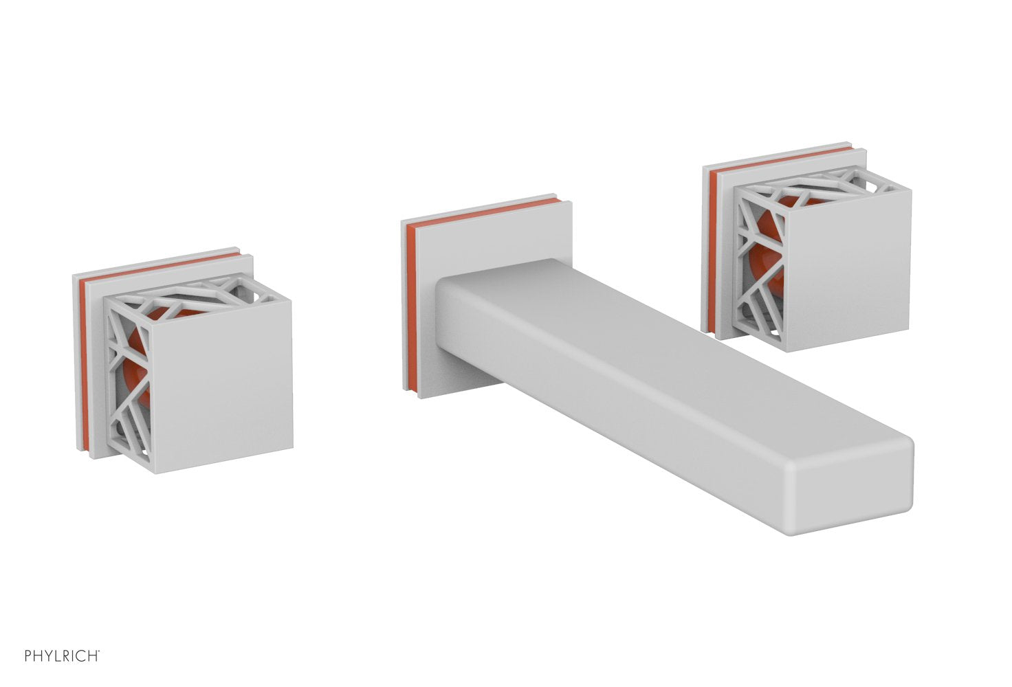 JOLIE Wall Lavatory Set - Square Handles with "Orange" Accents 222-12