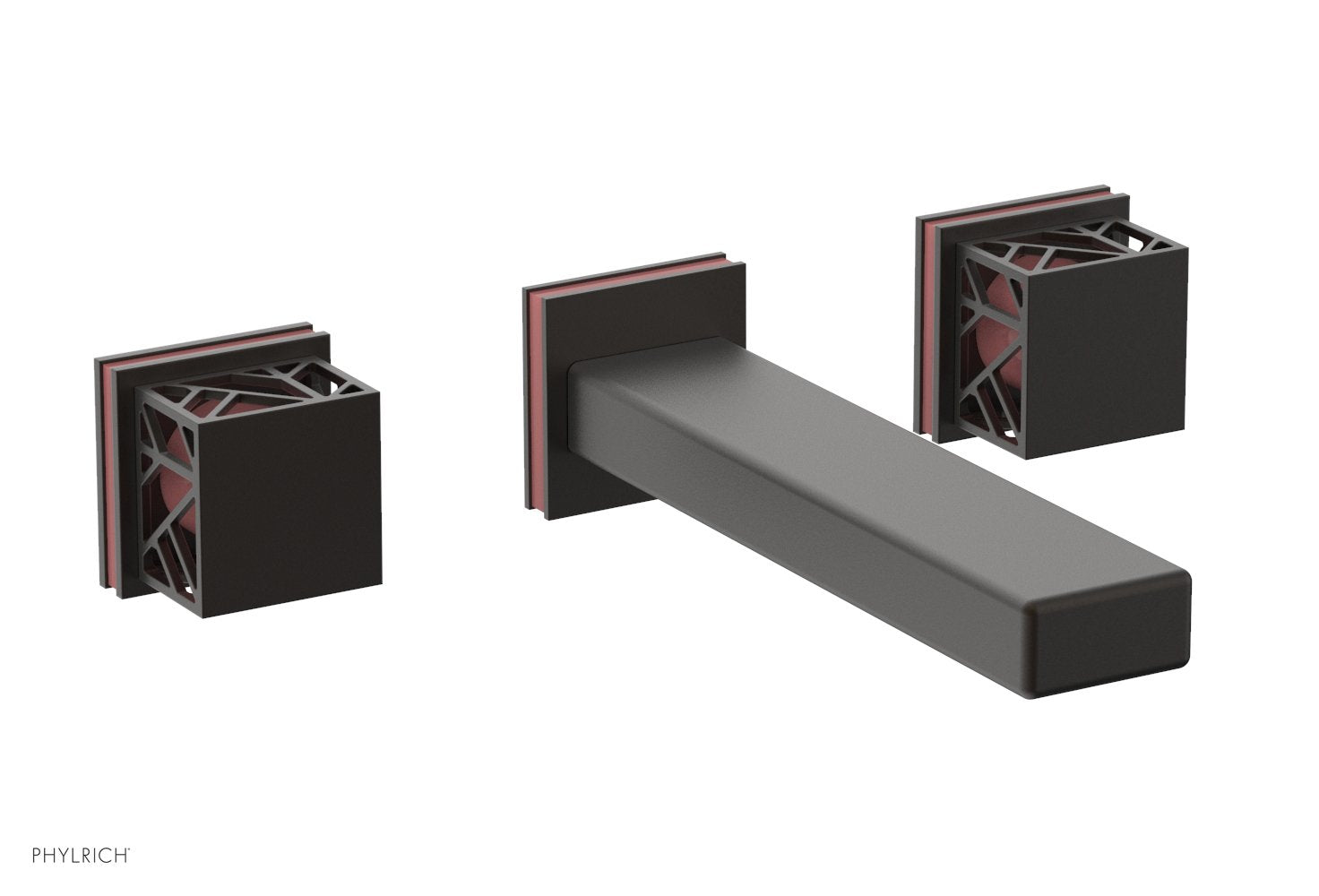JOLIE Wall Tub Set - Square Handles with "Pink" Accents 222-57