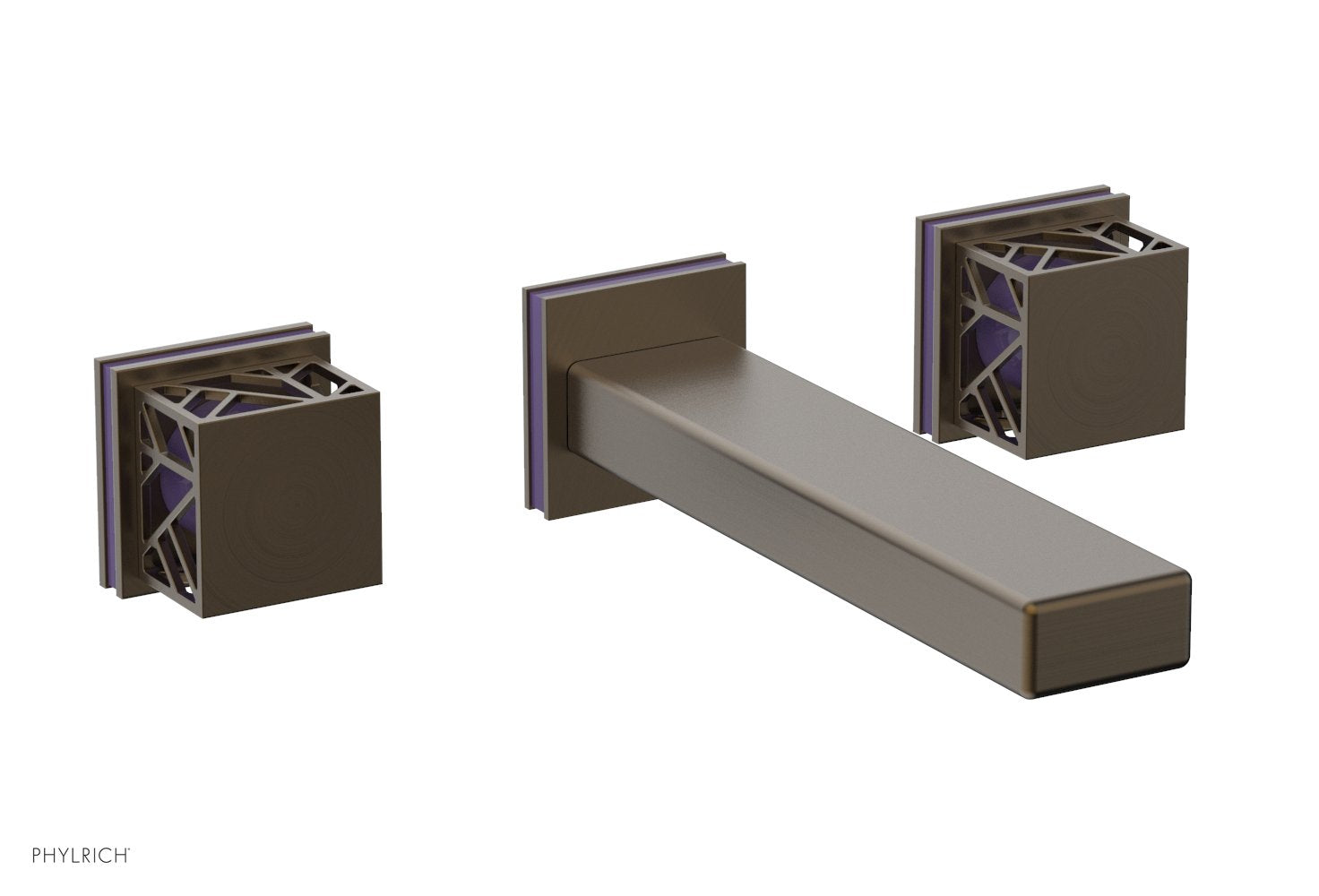 JOLIE Wall Lavatory Set - Square Handles with "Purple" Accents 222-12