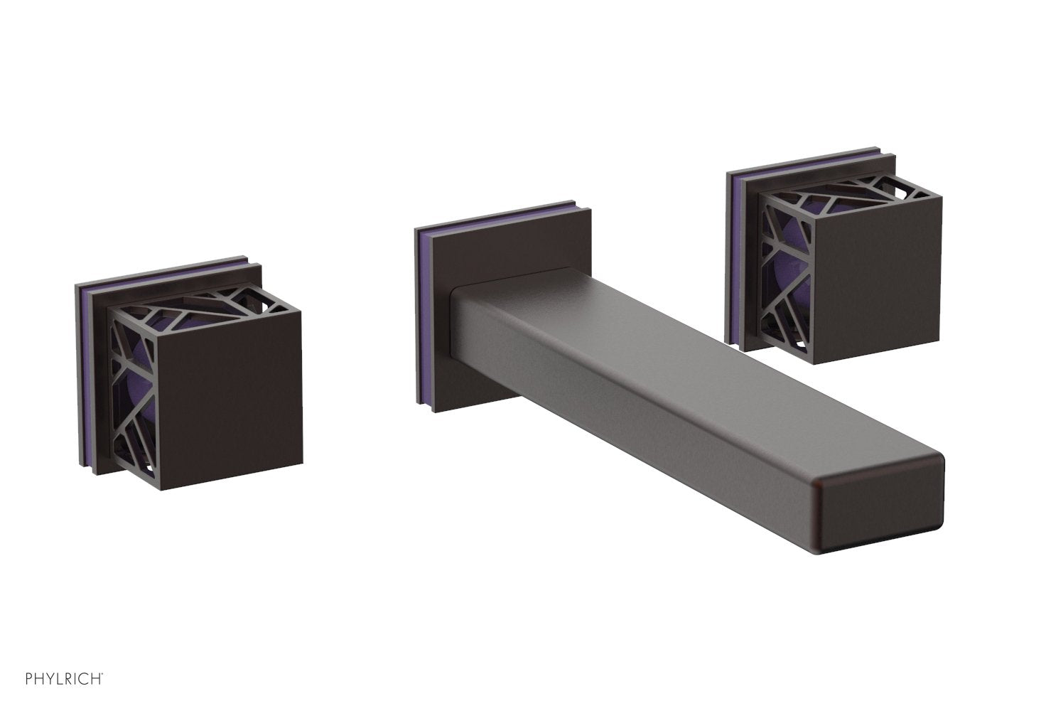 JOLIE Wall Lavatory Set - Square Handles with "Purple" Accents 222-12