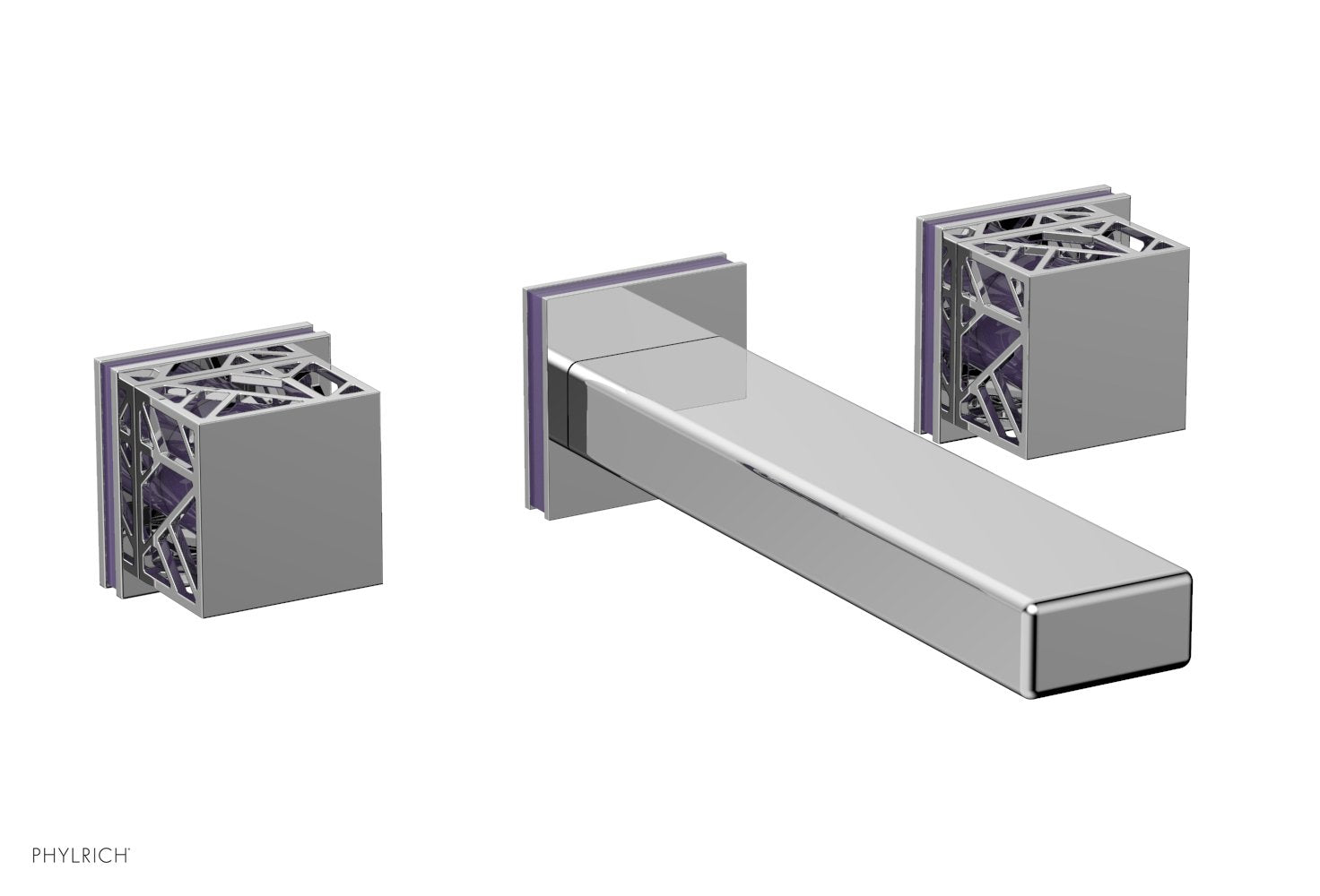 JOLIE Wall Lavatory Set - Square Handles with "Purple" Accents 222-12