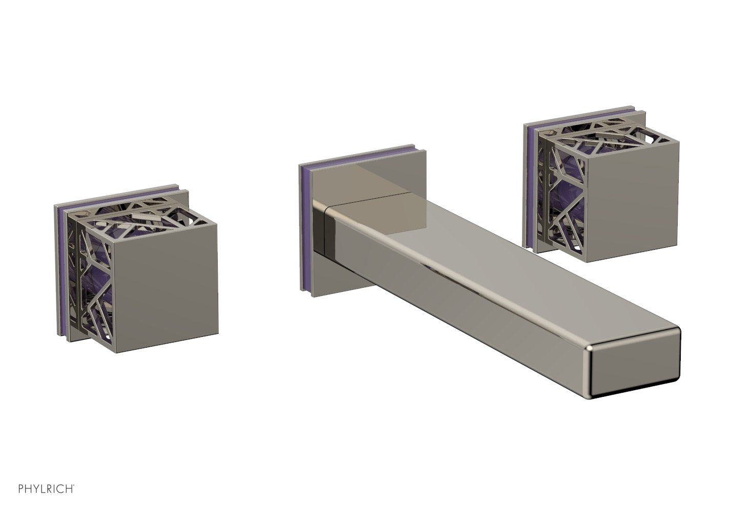 JOLIE Wall Lavatory Set - Square Handles with "Purple" Accents 222-12