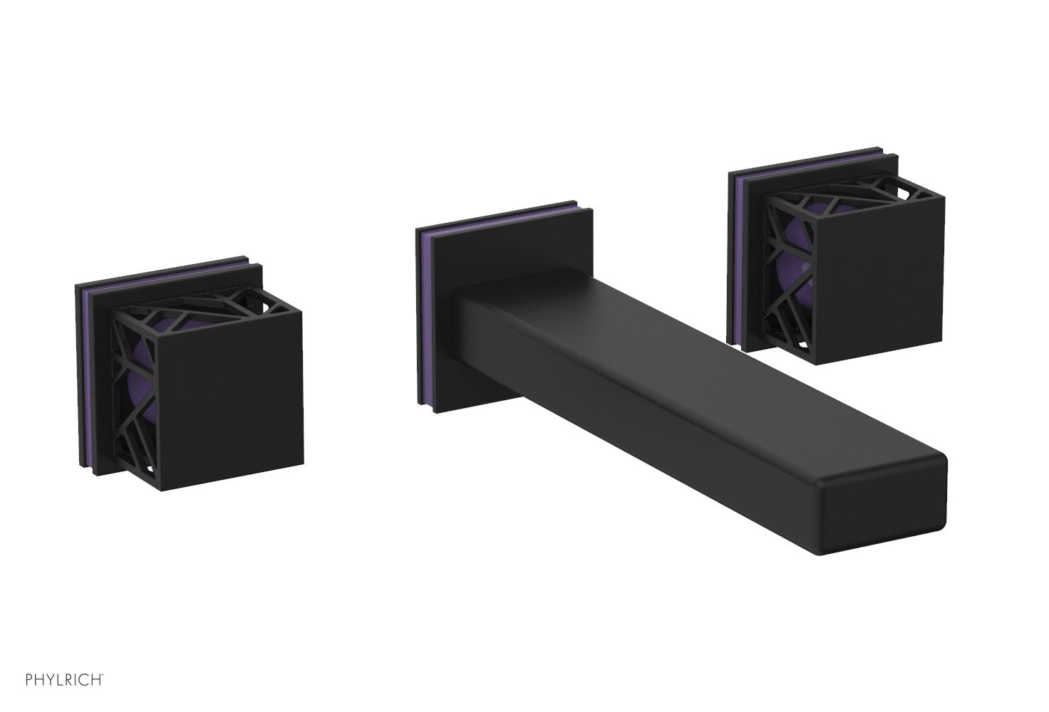 JOLIE Wall Lavatory Set - Square Handles with "Purple" Accents 222-12