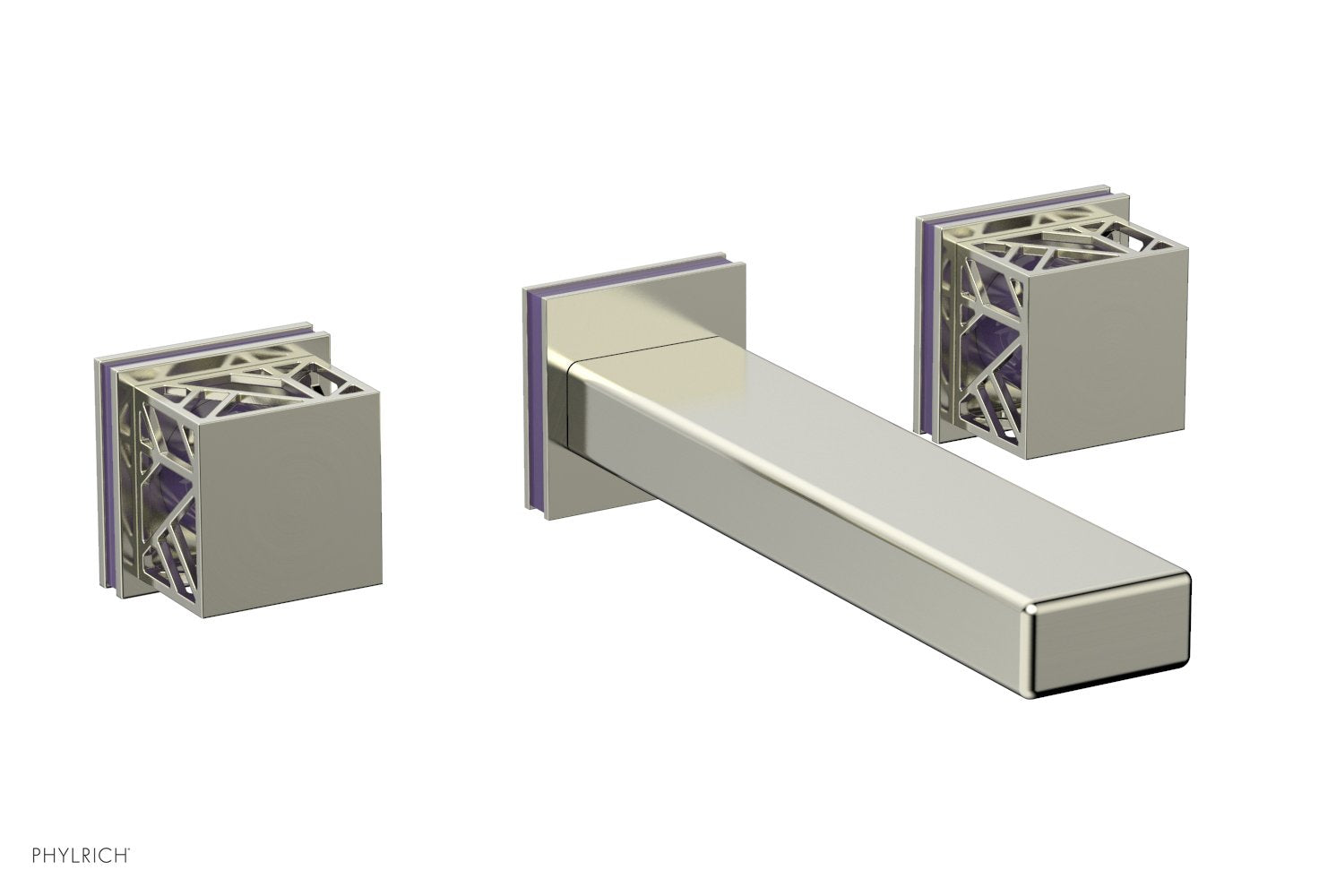 JOLIE Wall Lavatory Set - Square Handles with "Purple" Accents 222-12