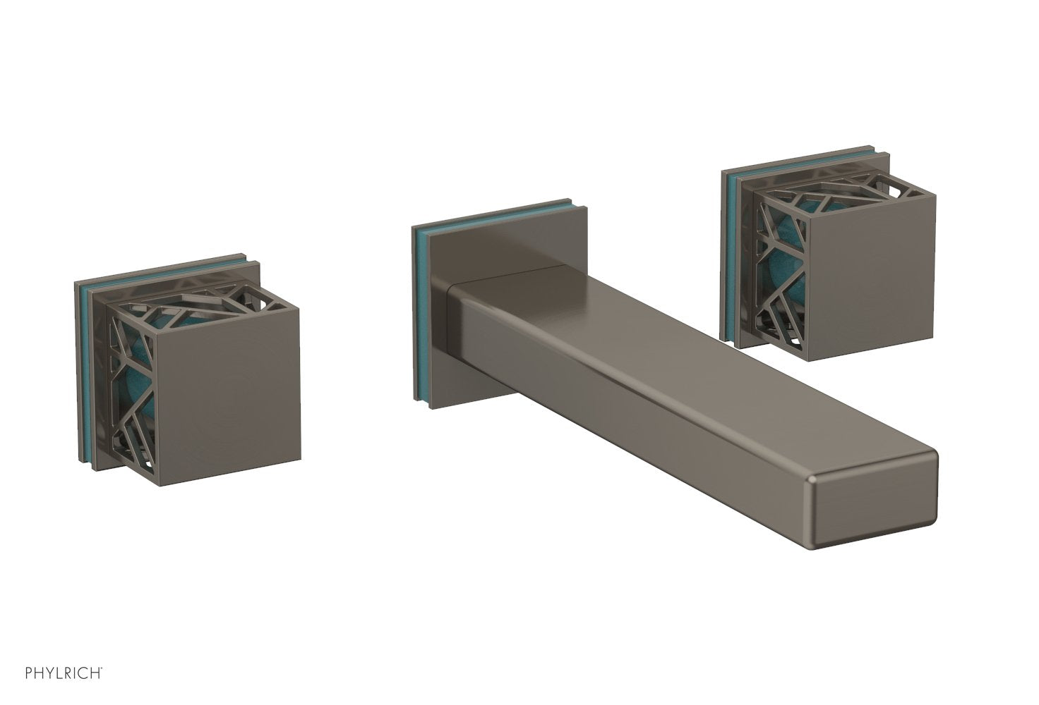 JOLIE Wall Tub Set - Square Handles with "Turquoise" Accents 222-57