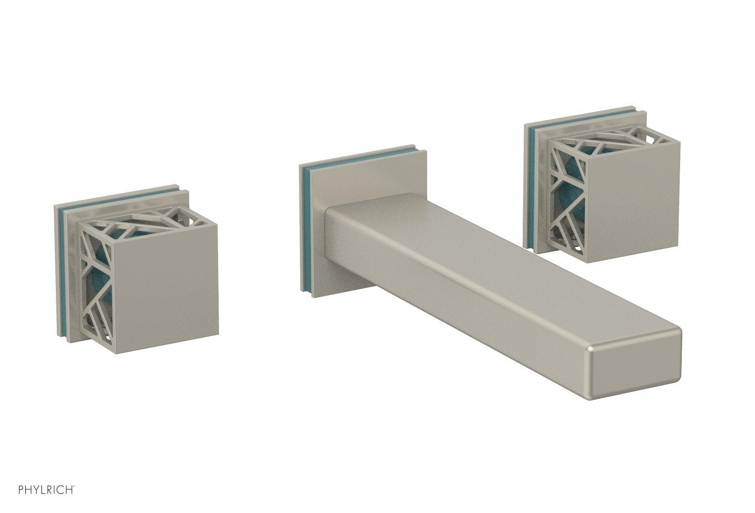 JOLIE Wall Lavatory Set - Square Handles with "Turquoise" Accents 222-12